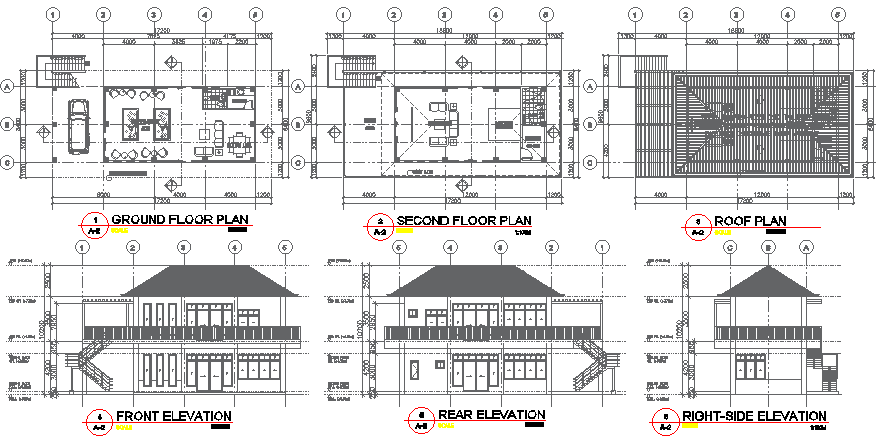  2 STOREY residential with playroom elevation and furniture layout autocad dwg drawing