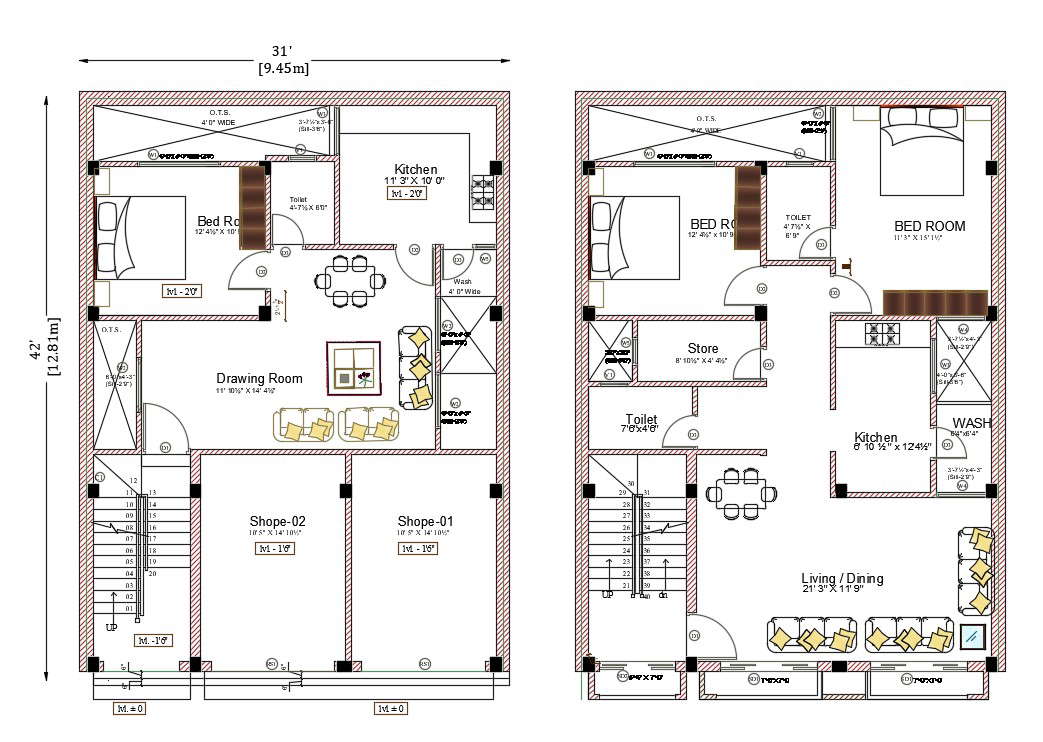 2 Storey House Plan CAD Drawing Download DWG File