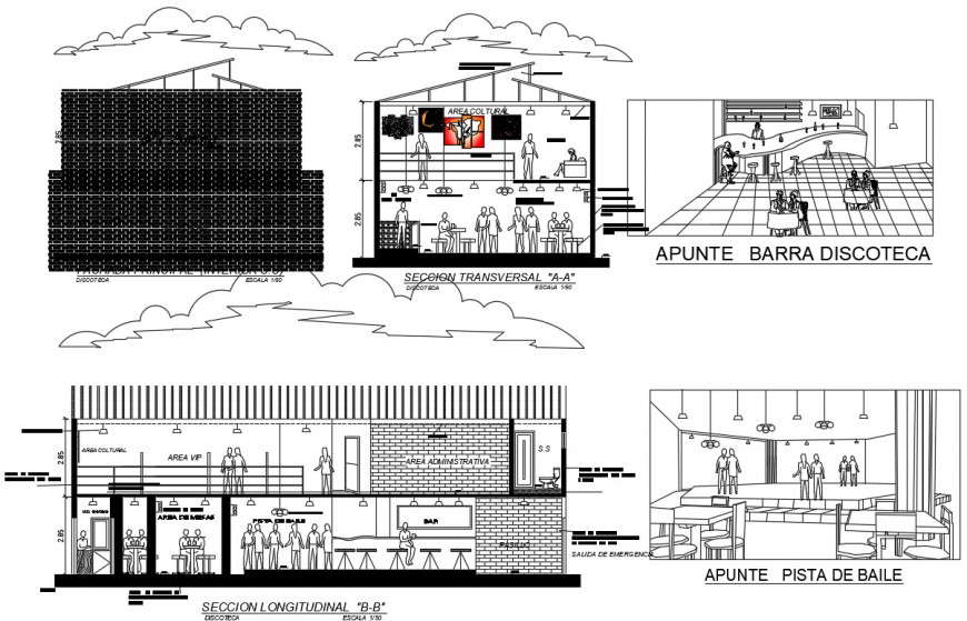 2 d cad drawing of restaurant bar elevation auto cad software
