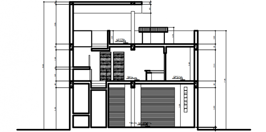 2 d cad drawing of hostel section cut Auto Cad software