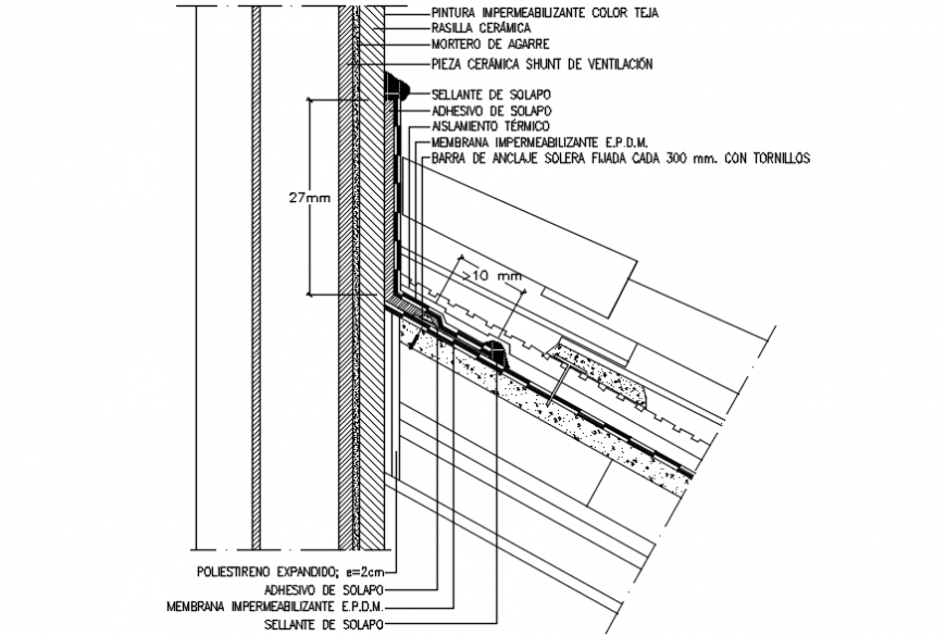 2 d cad drawing of roof section Auto Cad software