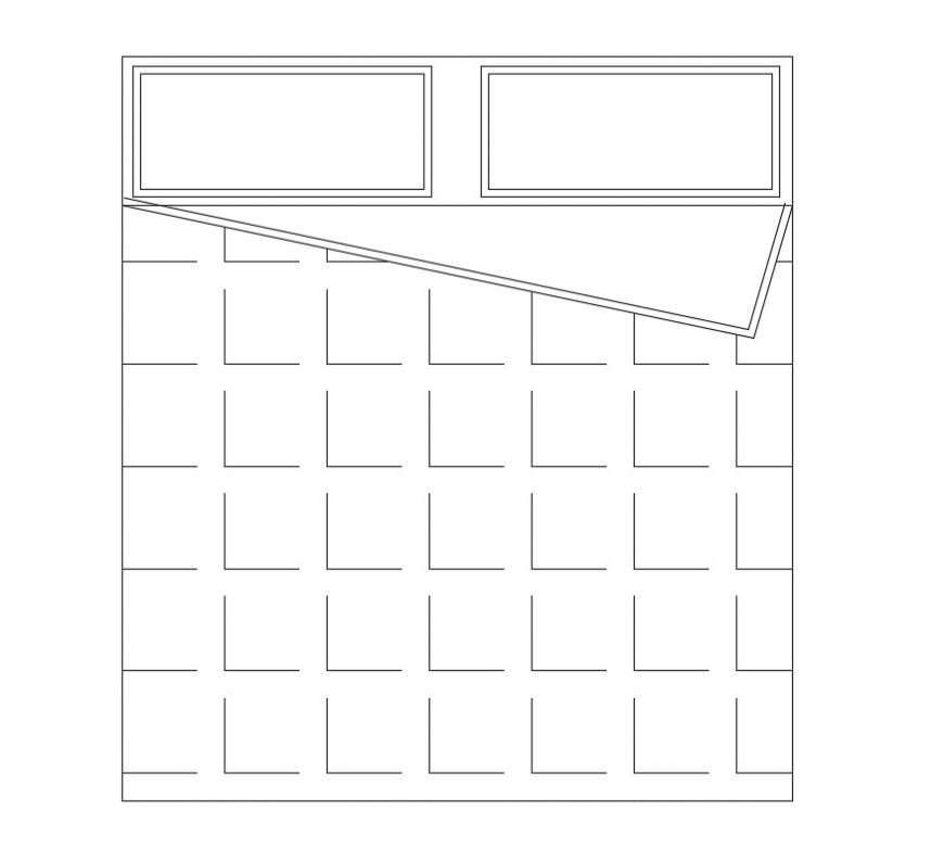 2 d cad drawing of square double bed auto cad software