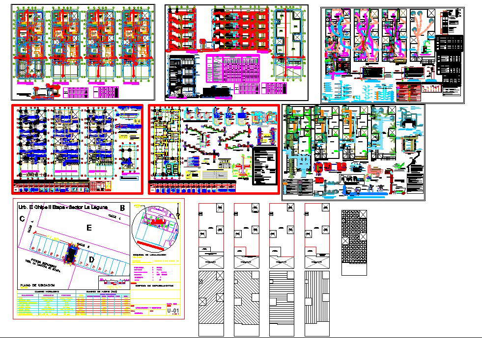 Completed cad drawings set of building construction