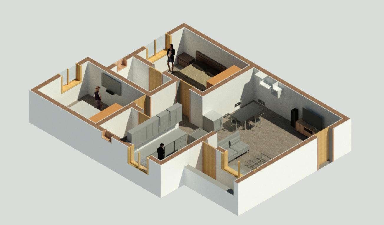 2bhk with attached toilet.