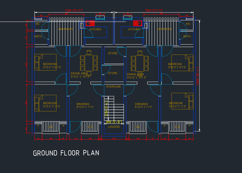 2 BHK Apartment Plan Drawing