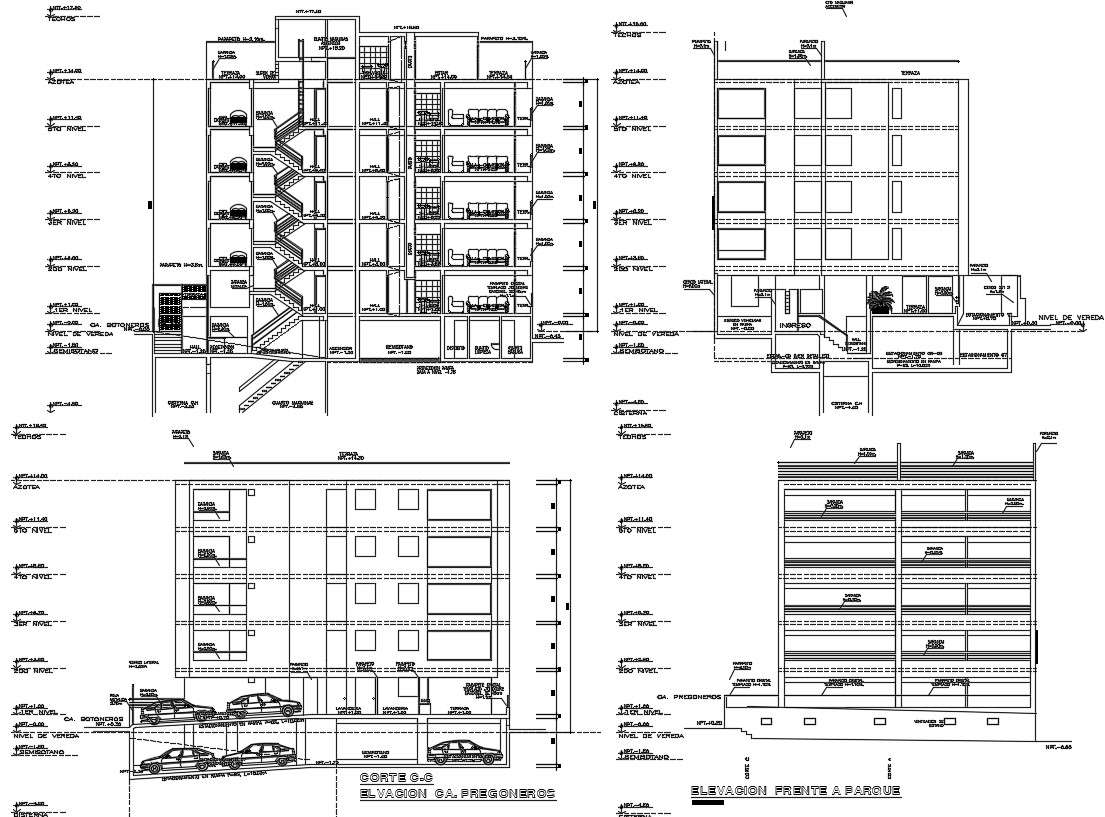 2d apartment house in dwg file