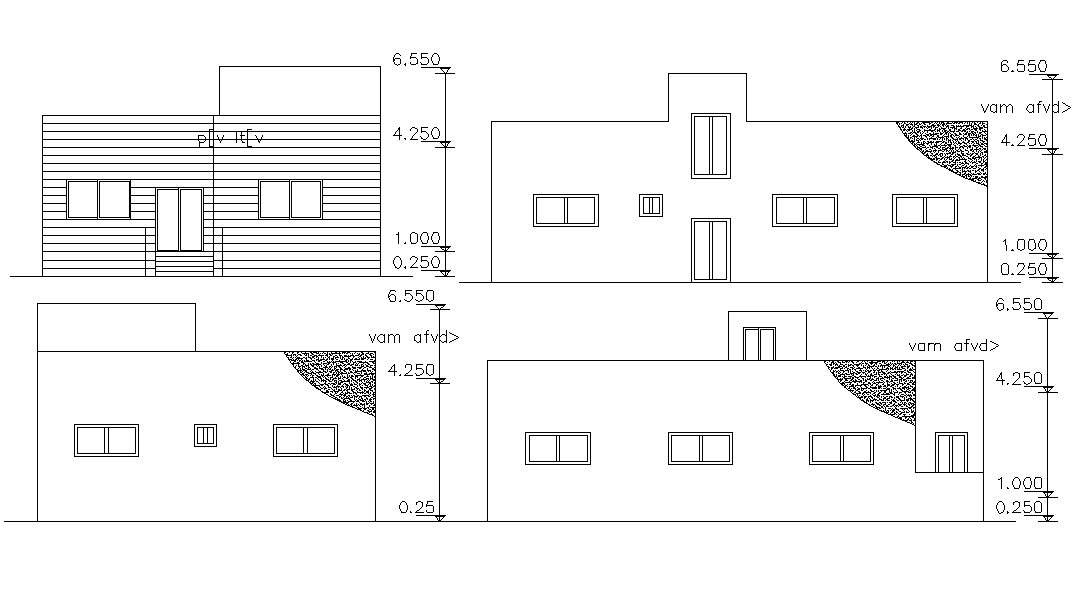 2d Bungalow Design Elevation AutoCAD File 