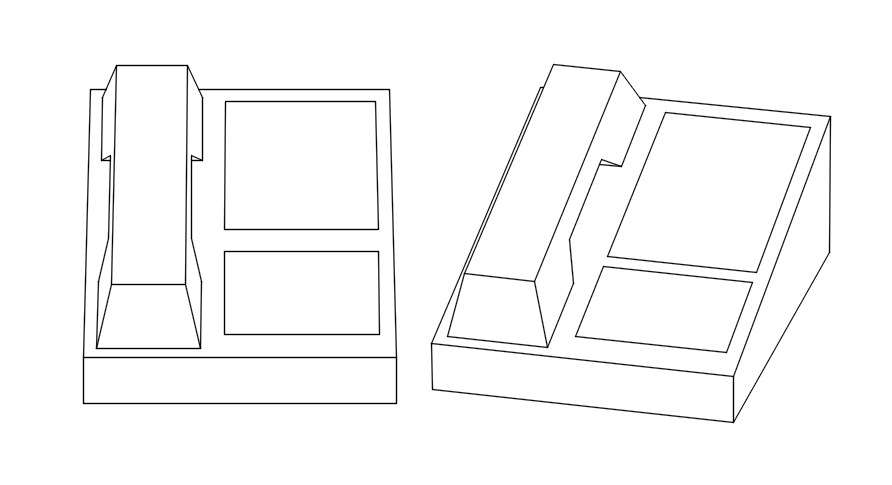 2d Telephone plan and isometric view cad blocks in AutoCAD, dwg file.
