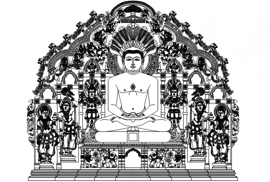 2d buddha statue design autocad file