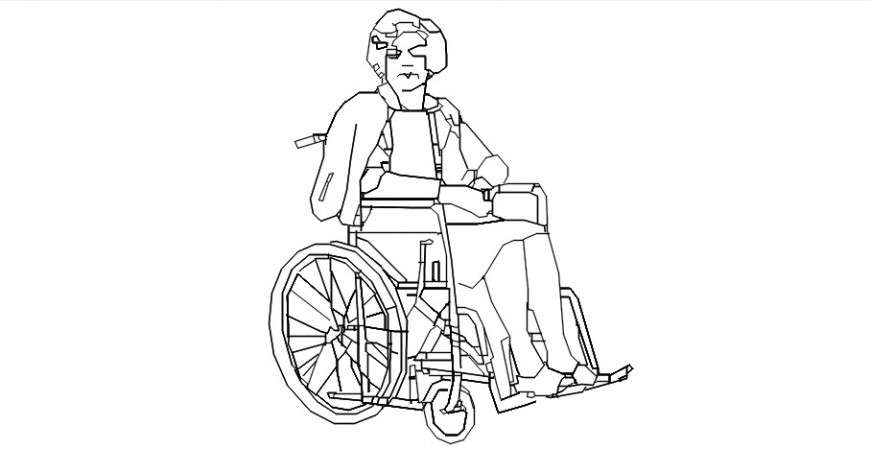 2d cad blocks of the patient on handicap chair