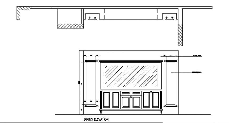 2d cad Dining unit elevation design