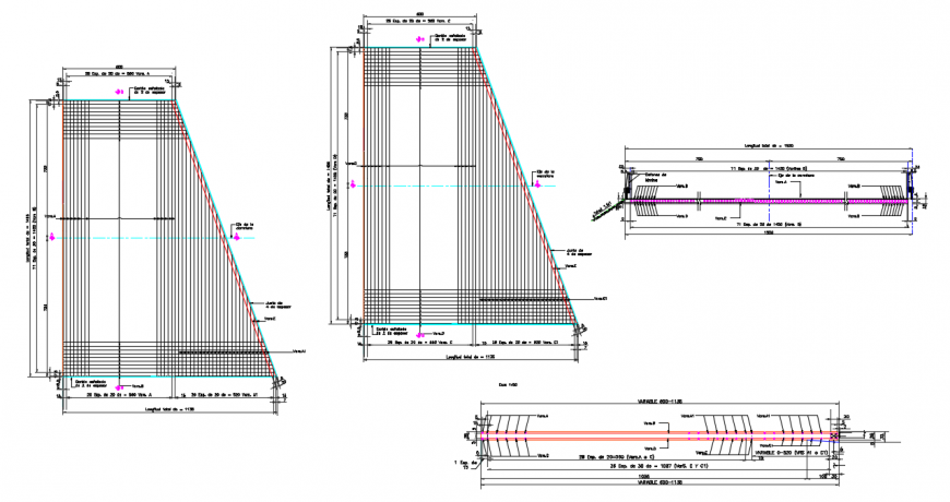 2d cad drawing of bridge 180mt length section autocad software
