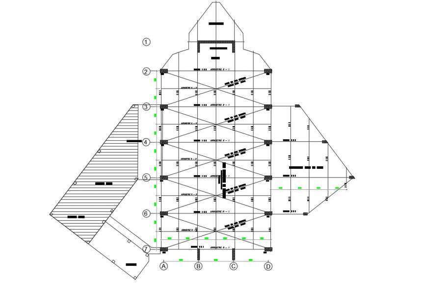 2d cad drawing of church project autocad software