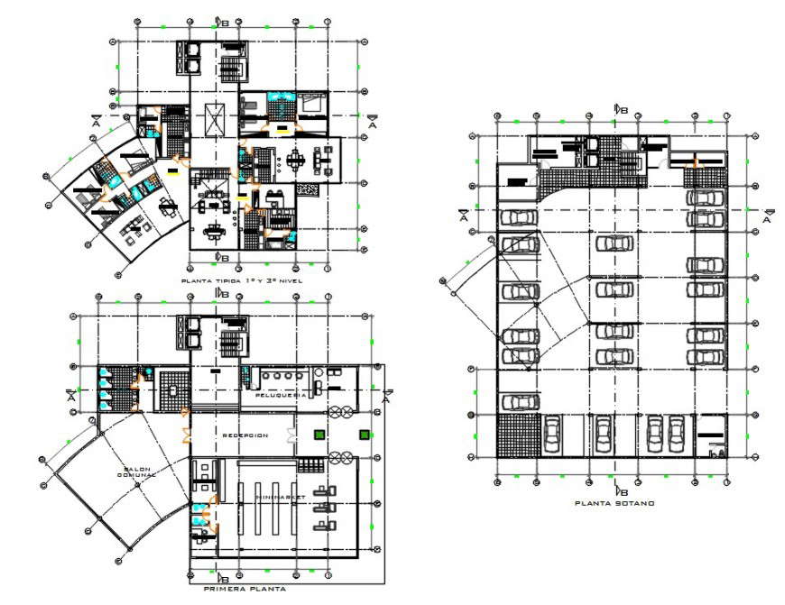 2d cad drawing of complex high-density elevation housing autocad software
