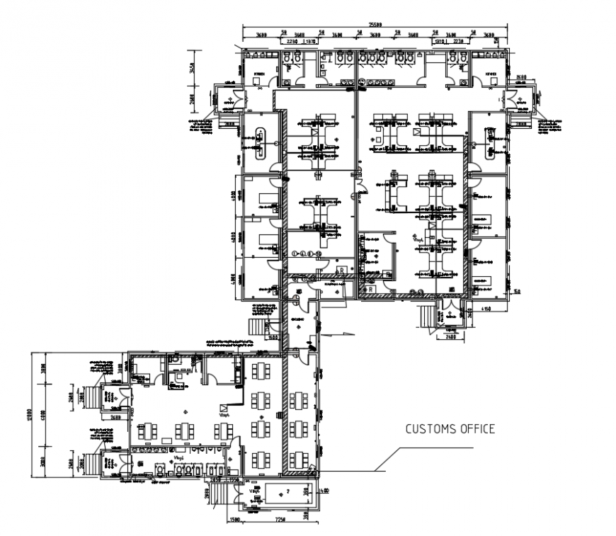 2d cad drawing of custom office autocad software