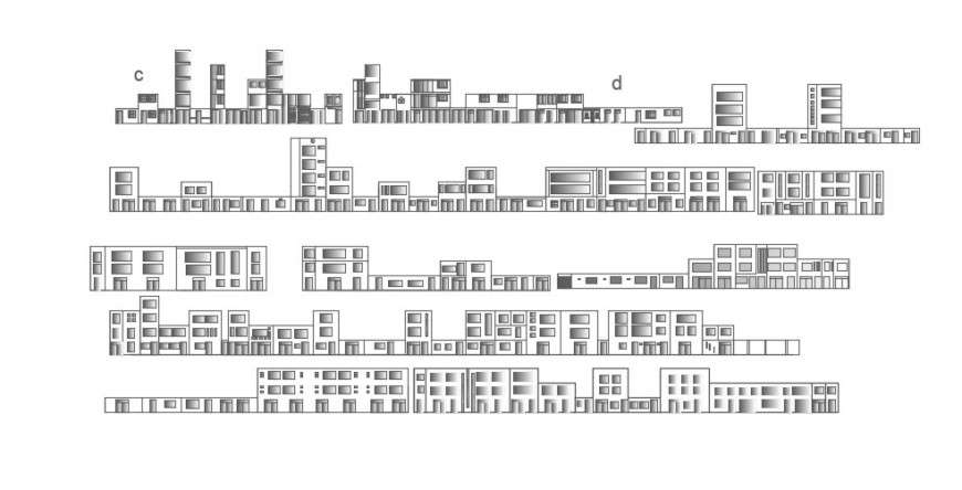 2d cad drawing of elevator apartment many buildings section AutoCAD software