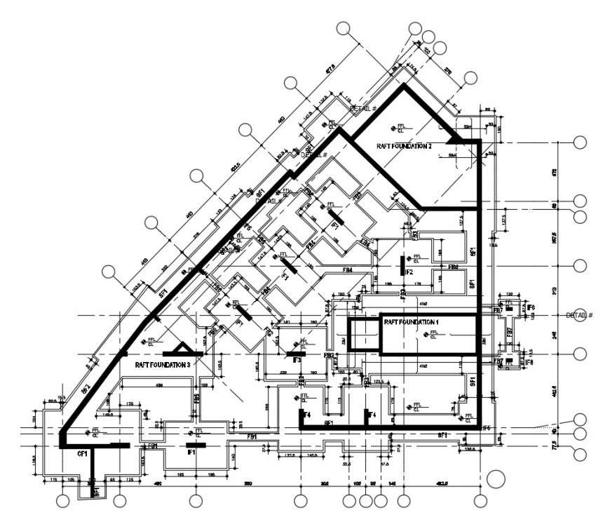 2d cad drawing of foundation detail autocad file