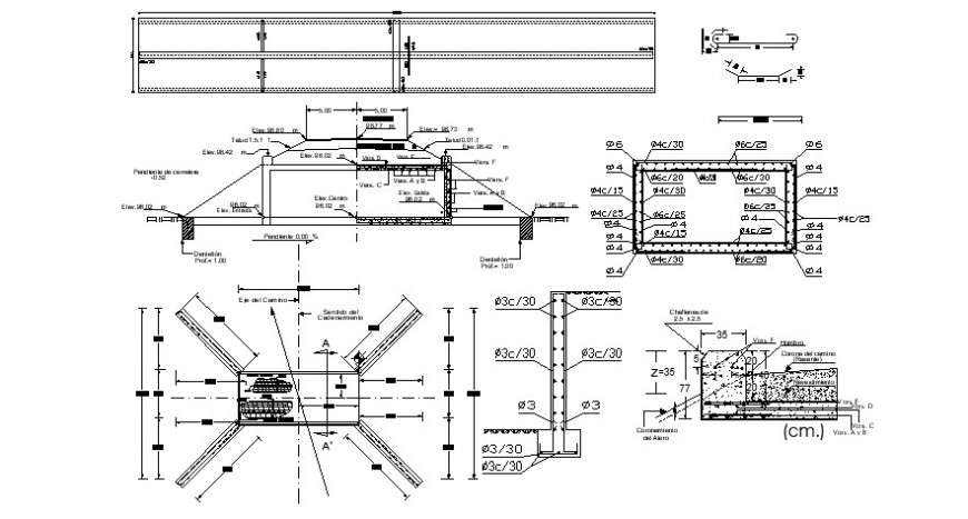 2d cad drawing of long elevation open bridge auto cad software