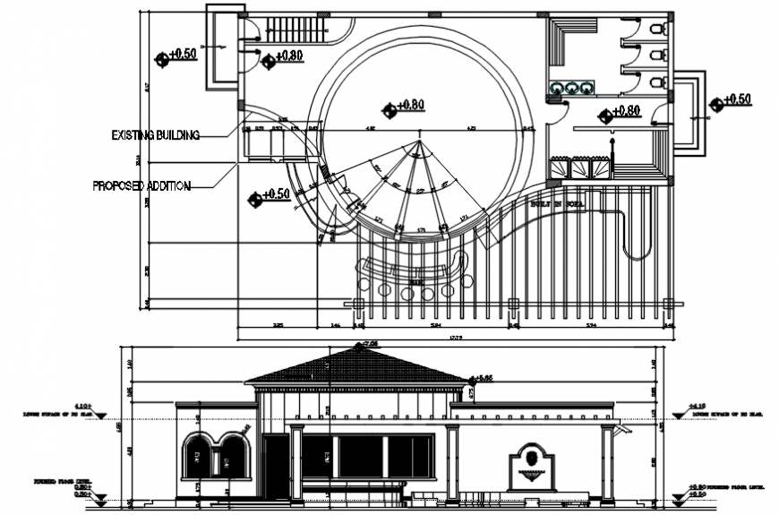 2d cad drawing of pool house autocad software