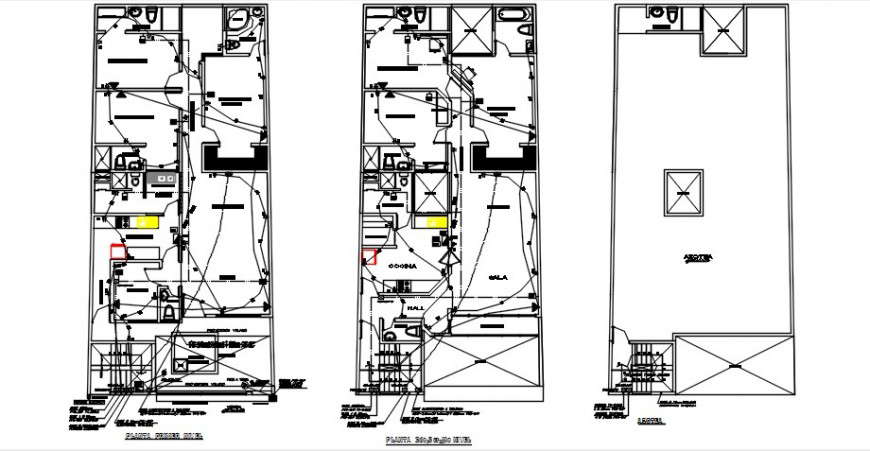 2d cad drawing of primer floor level and electrical connection auto-cad software