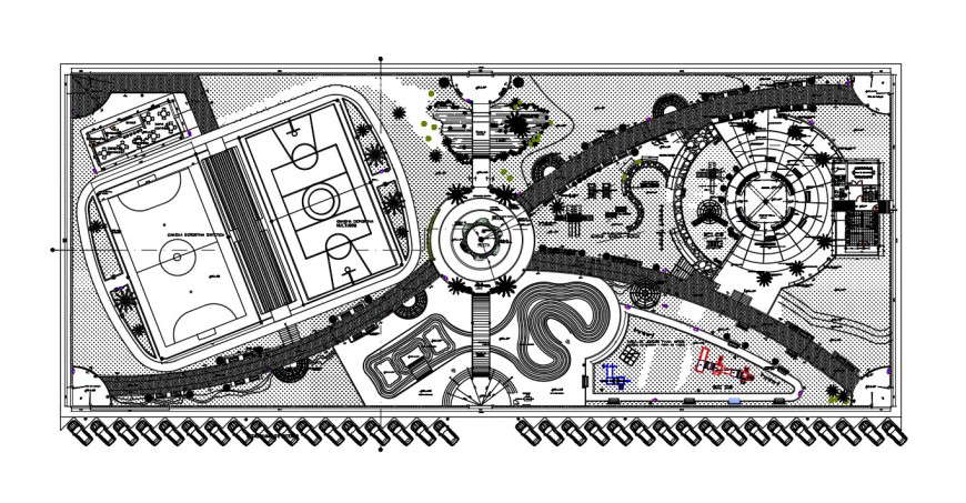 2d cad drawing of recreational park autocad software