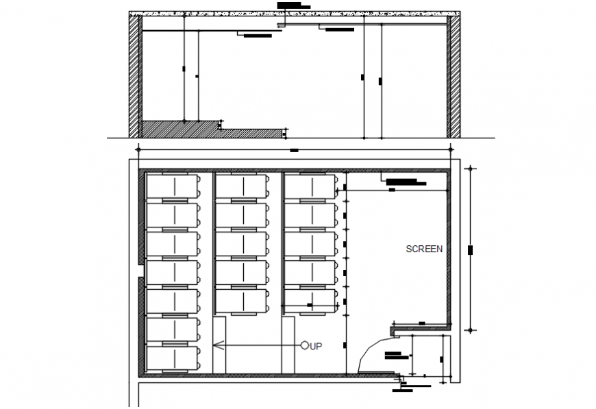 2d cad drawing of tv lounge material autocad software
