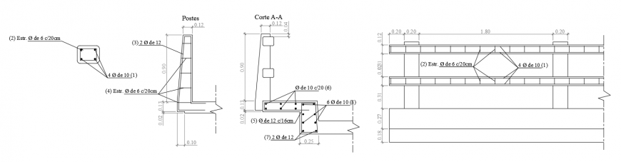 2d cad drawing sections of bridge autocad software