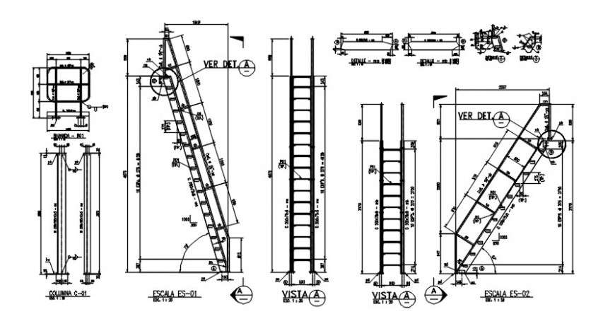2d CAD drawings details of ladder autocad file