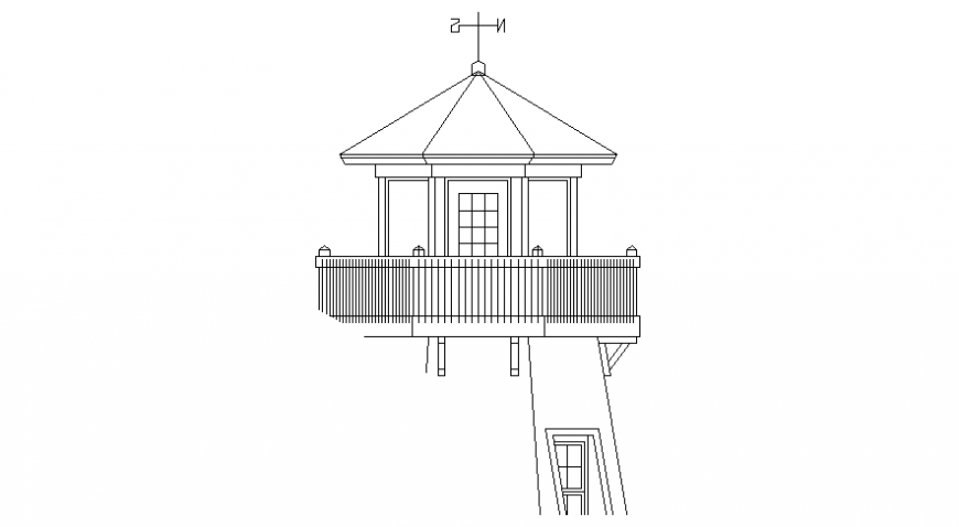 2d CAD drawings of gazebo elevation autocad file