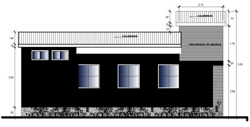 2d CAD elevation of housing bungalow autocad software file