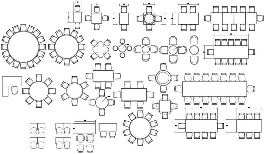 2d drawings details of furniture table and chair units dwg file