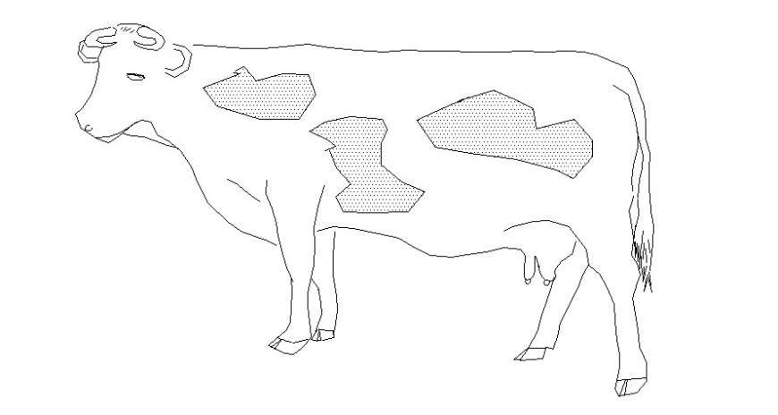 2d drawings details of cow animal block autocad file