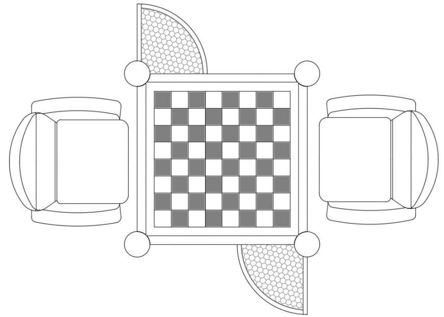 2d drawings elevation of square chess and chair dwg file