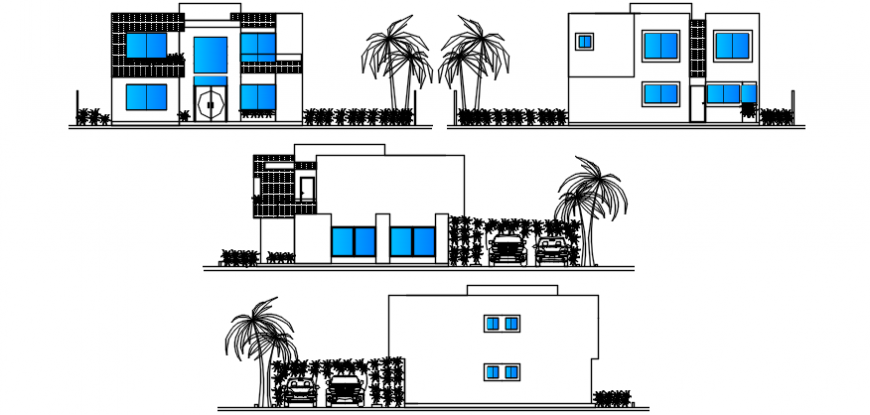 2d Elevation design modern house project