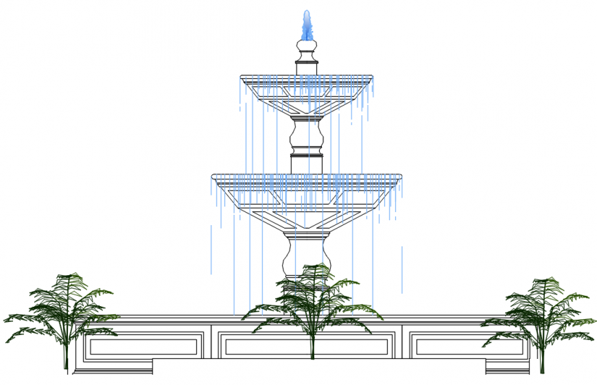 2d Fountain drawing autocad file