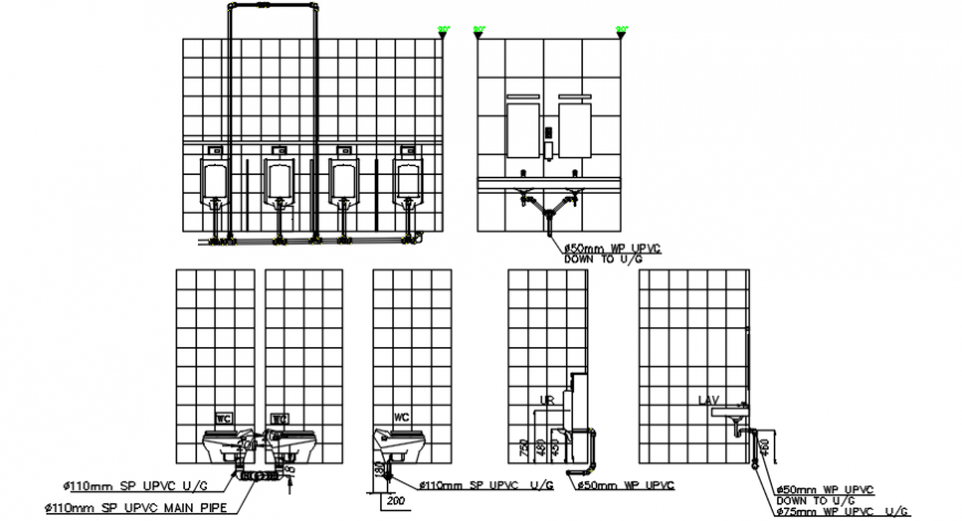 2d Gents toilet detail autocad file