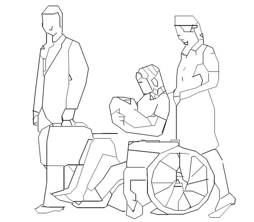 2d handicap chair on people cad blocks