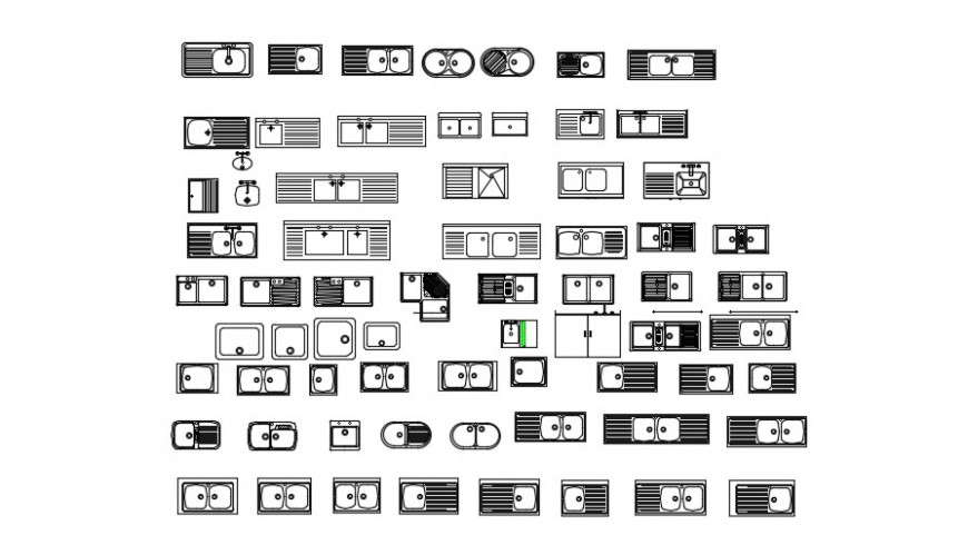 2d kitchen sink blocks dwg file