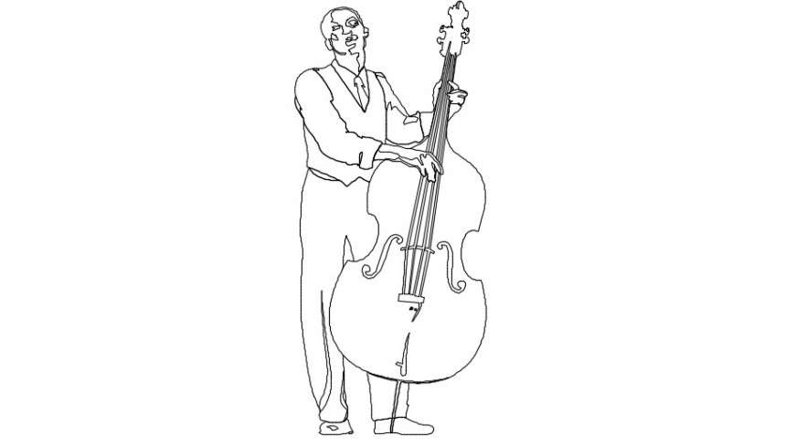 2d people with violin cad file