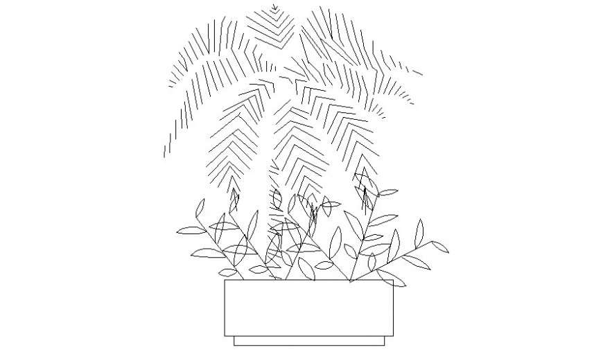 2D plant with leave elevation AutoCAD file