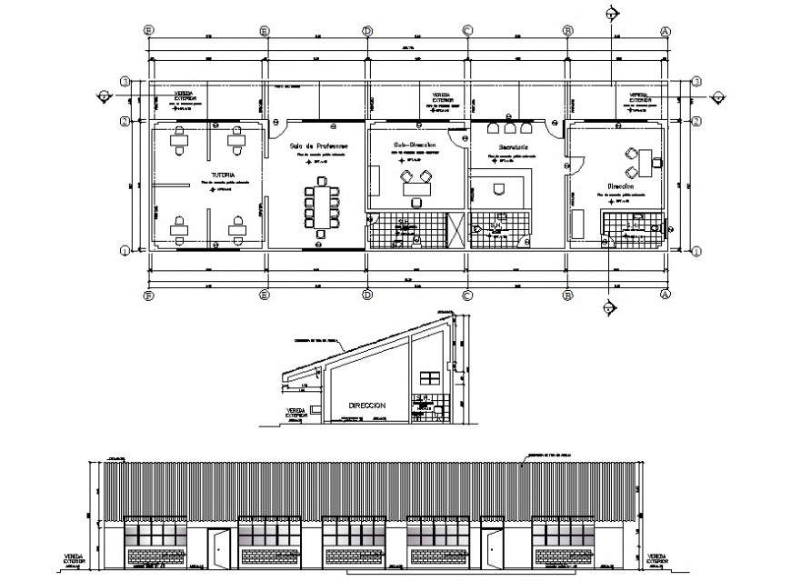 2d school office layout cad file