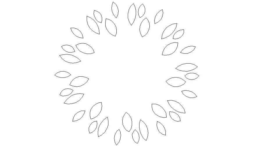 2d unit of top view of  tree leaves autocad file