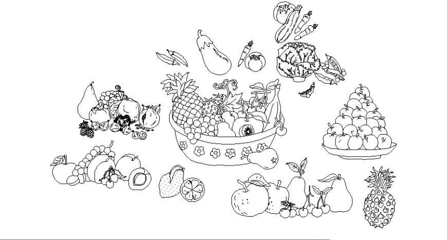 2d vegetable and fruit blocks drawing