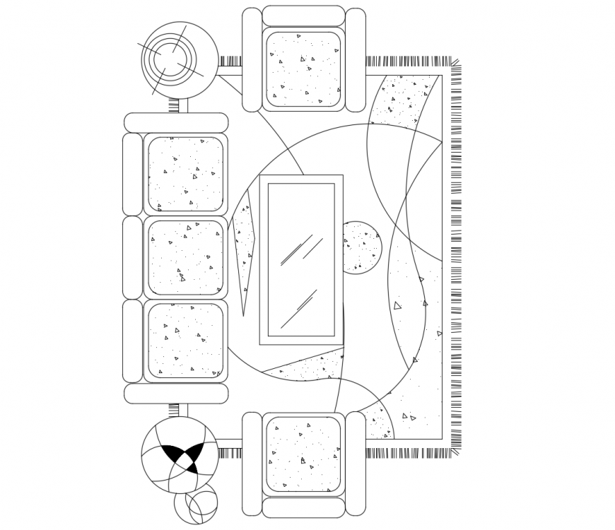 2d view drawing room furniture blocks layout dwg file
