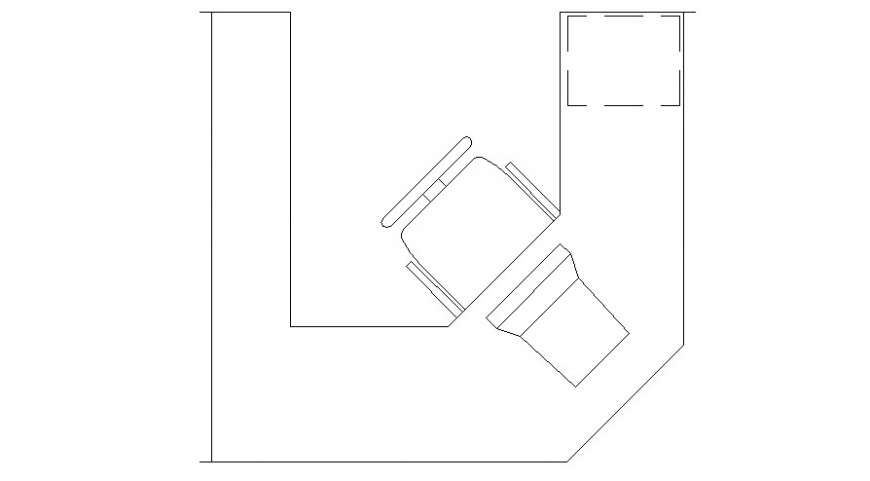 2d view elevation of table desk and chair autocad software file