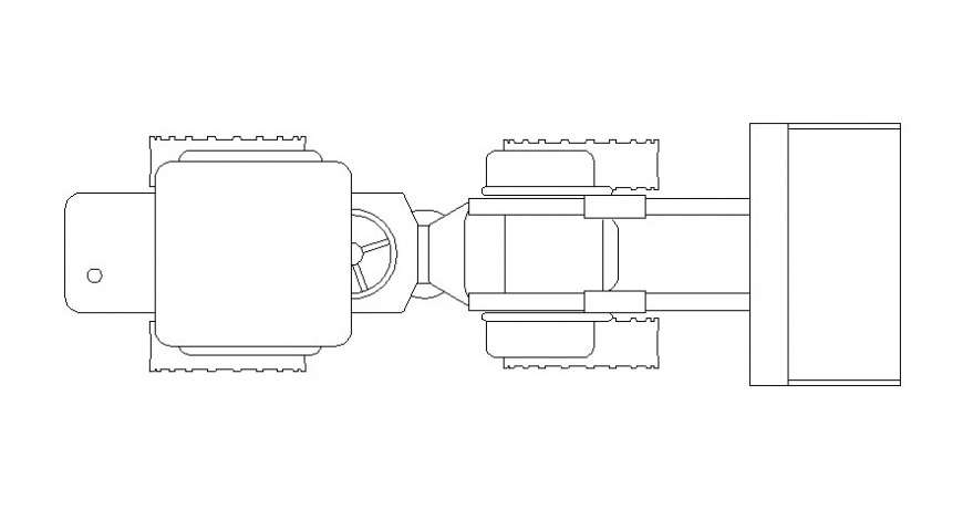 2d view of excavation machine drawing in autocad file