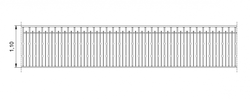 2d view of steel Balustrade detail CAD blocks elevation dwg file
