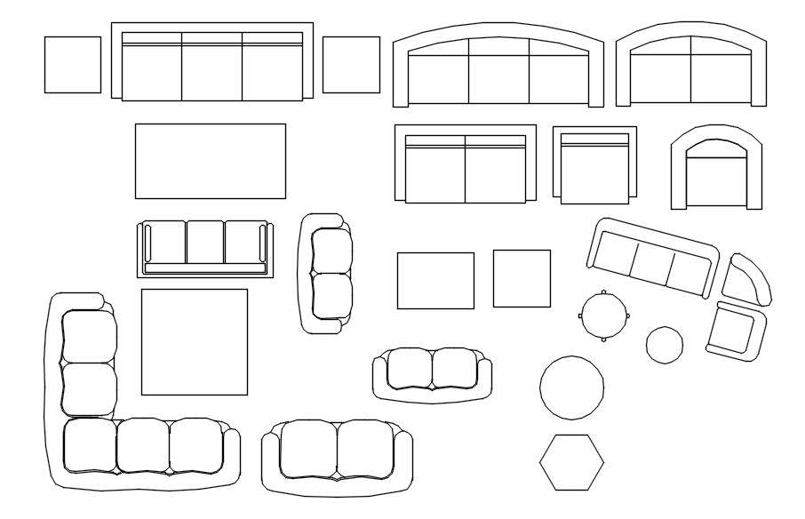 Sofa and Couch 2D CAD Blocks DWG for AutoCAD Layouts