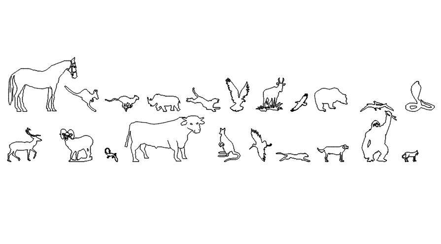 2d elevation of animals cad blocks in AutoCAD, dwg file.