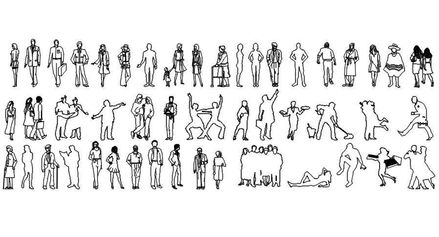 2d elevation  of people cad blocks inn AutoCAD, dwg file.